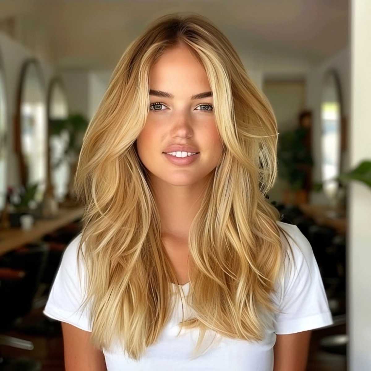 Embrace the golden glow with this stunning long blonde hairstyle! Effortlessly chic and radiant, it’s the perfect way to brighten up your look." ✨💛