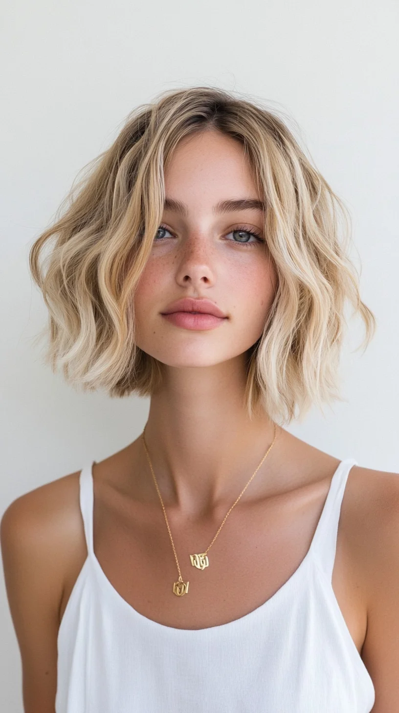 Effortless Beach Waves: The Chic Shoulder-Length Bob