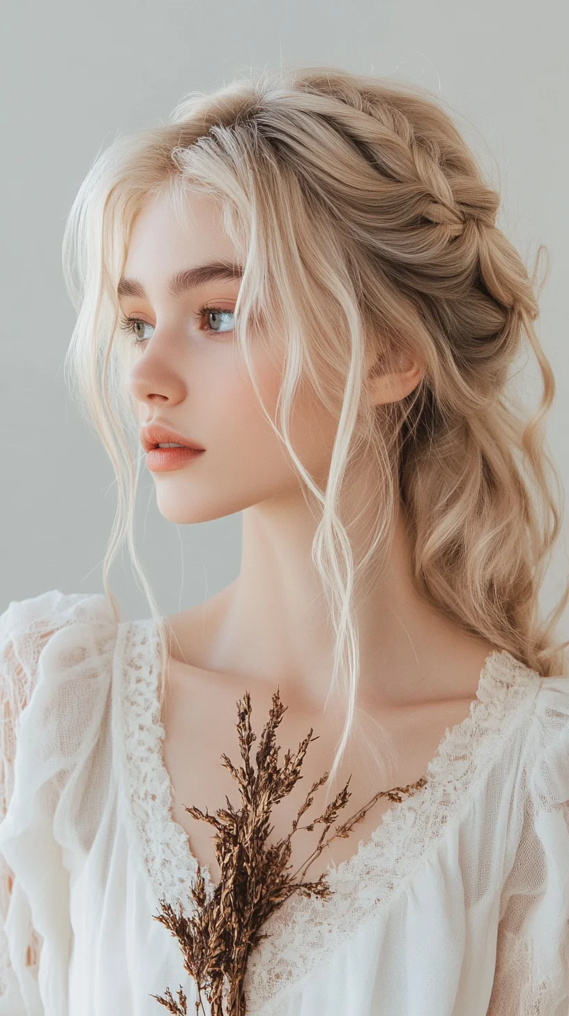 Effortless Elegance: The Messy Braided Updo with Dreamy Waves