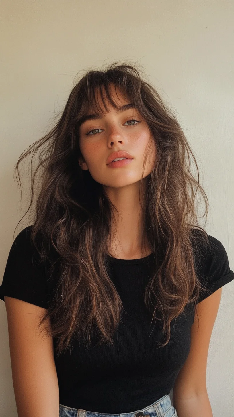 Effortlessly Chic: Embrace Textured Waves with Face-Framing Bangs