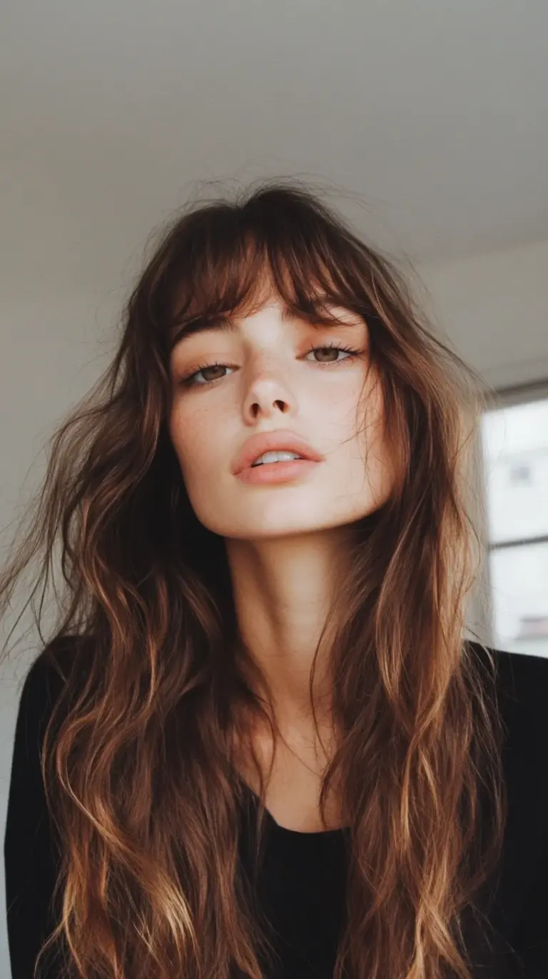 effortlessly chic embrace the alluring messy waves with bangs