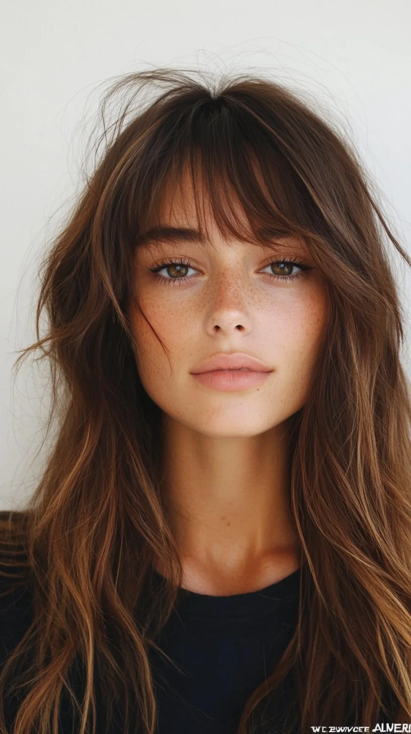 Effortlessly Chic: Embrace the Boho Waves with Soft Bangs