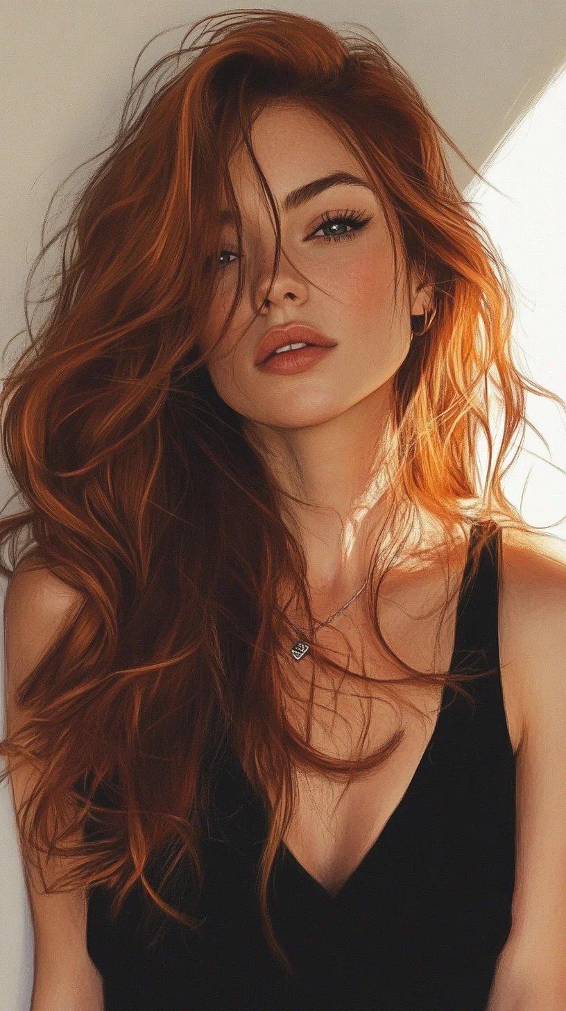 Effortlessly Chic: Embrace the Luscious Waves of Long Copper Hair