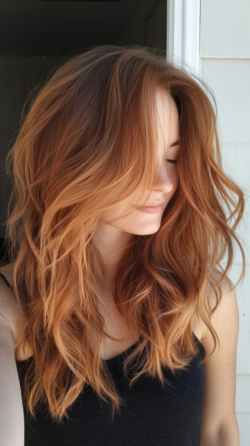 Effortlessly Chic: The Luscious Layered Waves with Radiant Copper Tones