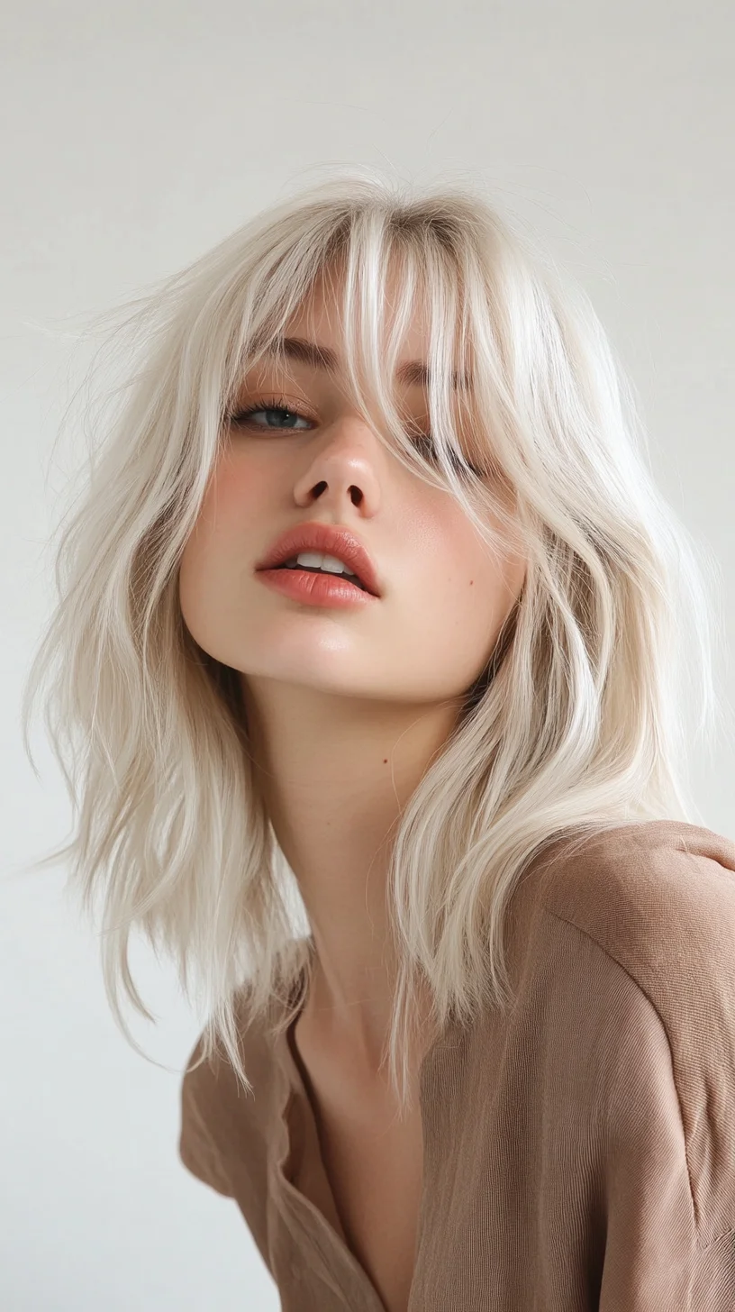 Effortlessly Chic: The Modern Shag with Wispy Layers and Soft Blunt Bangs