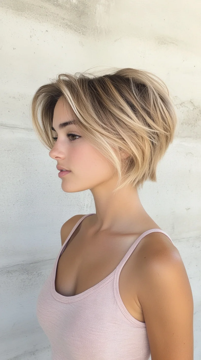 Effortlessly Chic: The Modern Textured Bob with Subtle Highlights