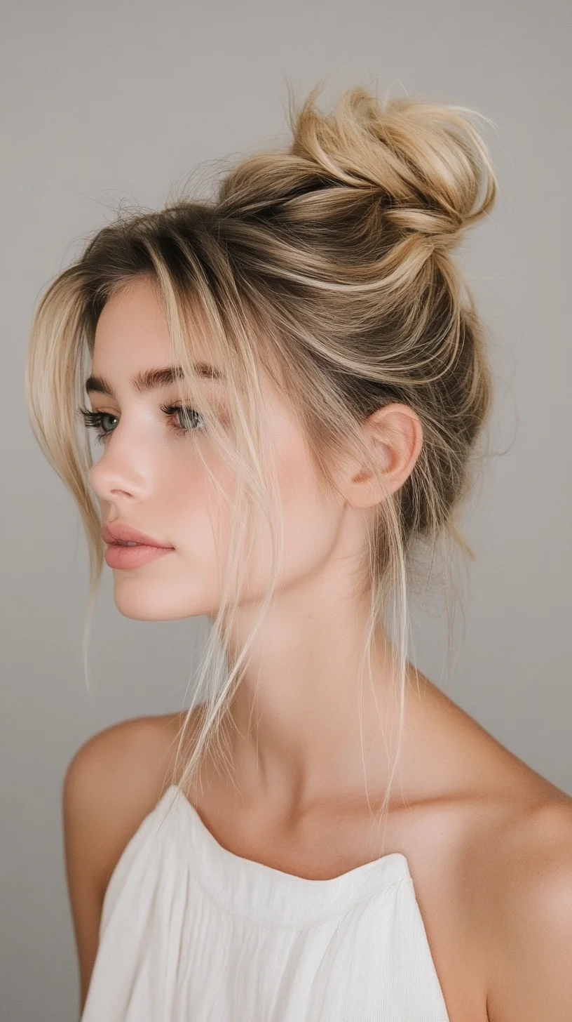 Effortlessly Chic: The Perfect Messy Bun with Face-Framing Strands