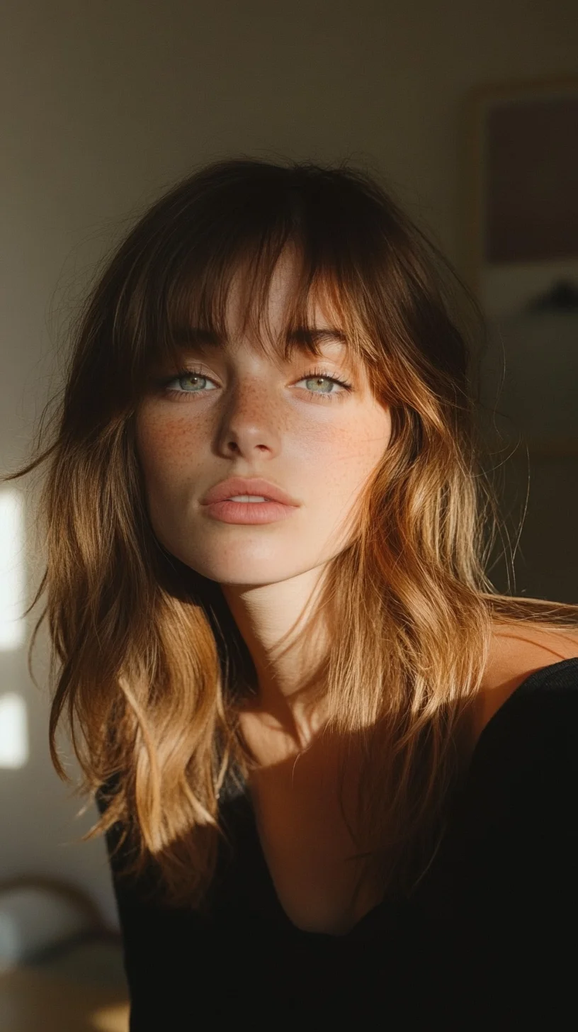 Effortlessly Chic: The Textured Lob with Soft Bangs