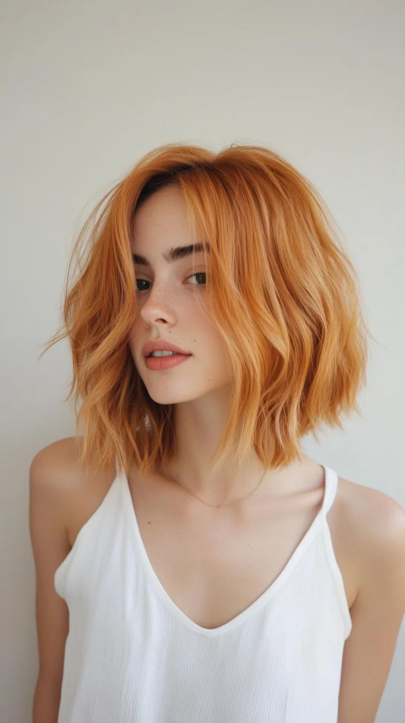 Effortlessly Chic: The Textured Lob with Warm Honey Highlights