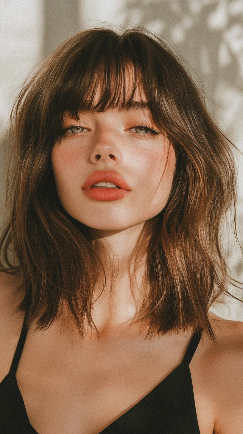 Effortlessly Chic: The Textured Lob with Youthful Bangs