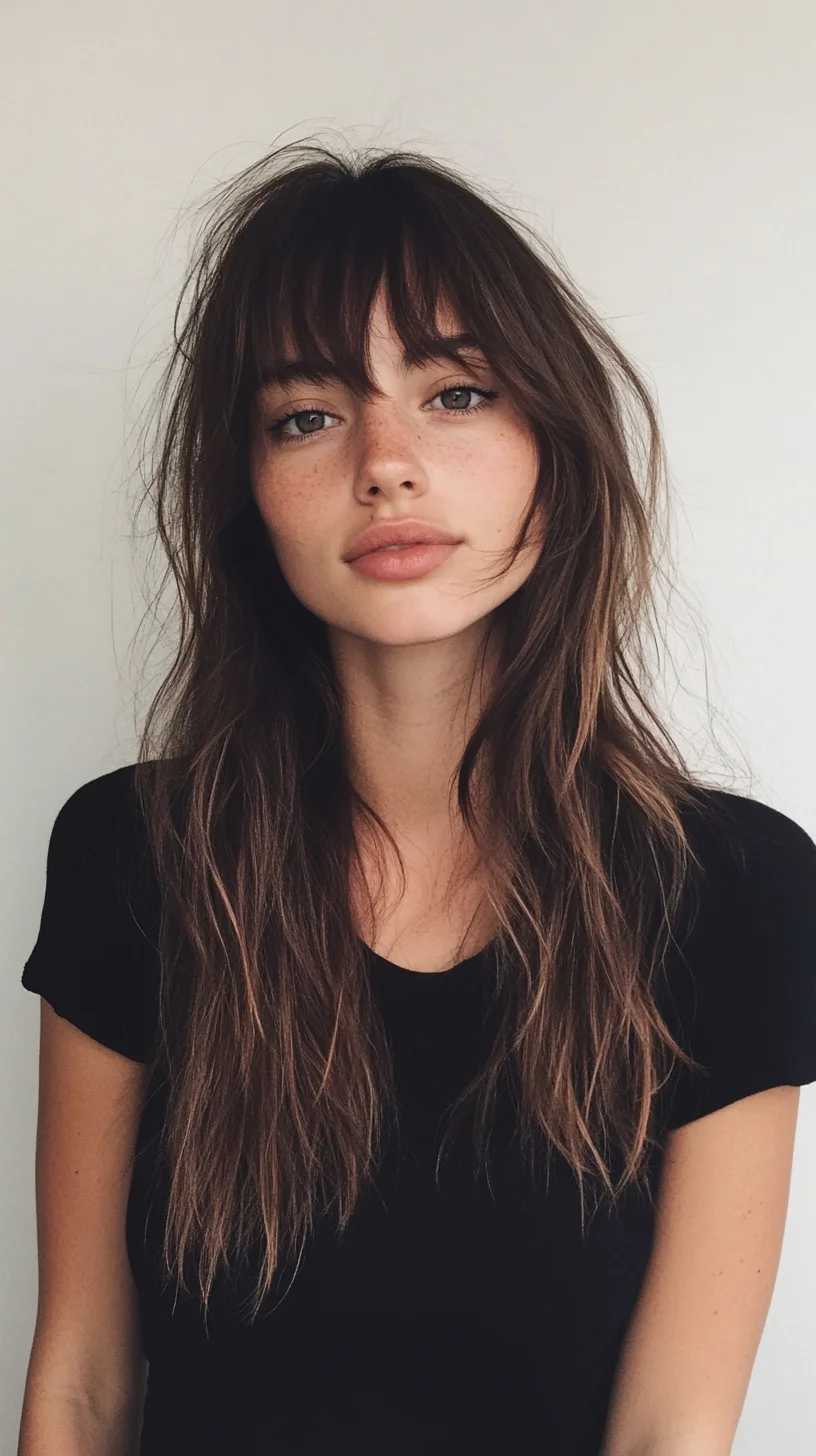 Effortlessly Chic: The Textured Long Hair with Face-Framing Bangs