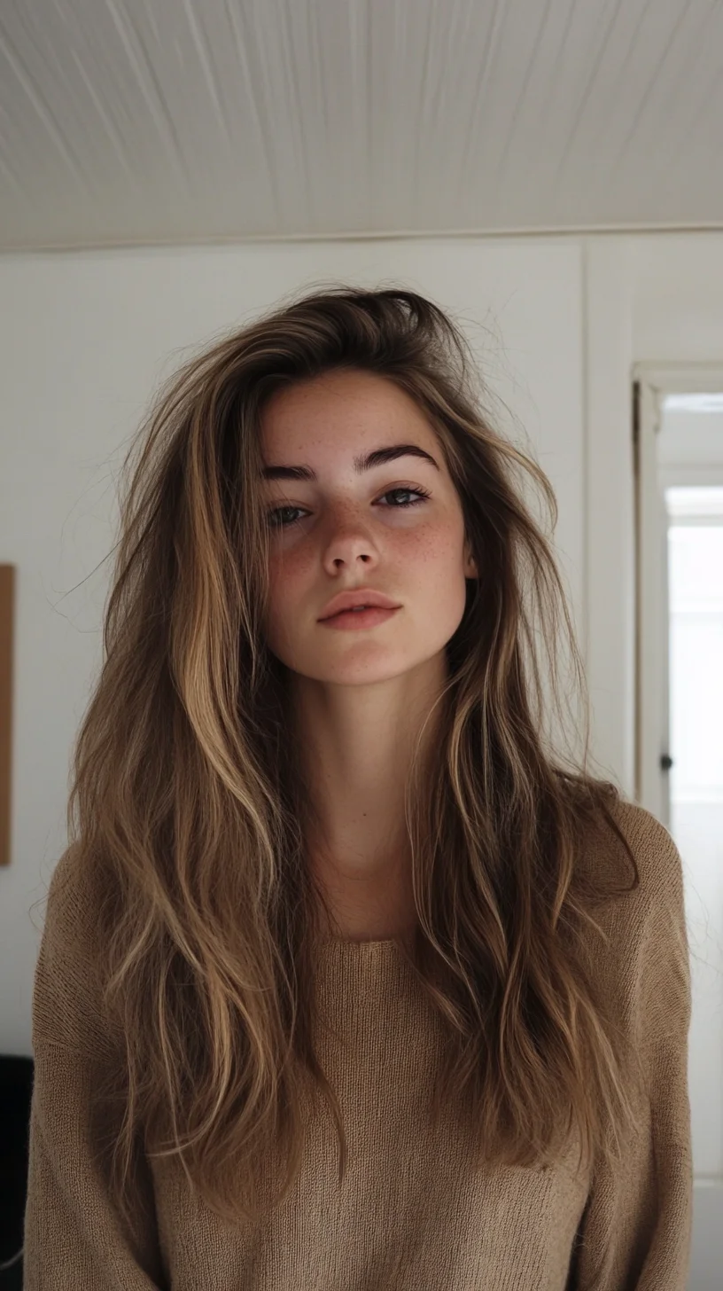 Effortlessly Chic: The Tousled Long Layered Hair that Radiates Natural Beauty