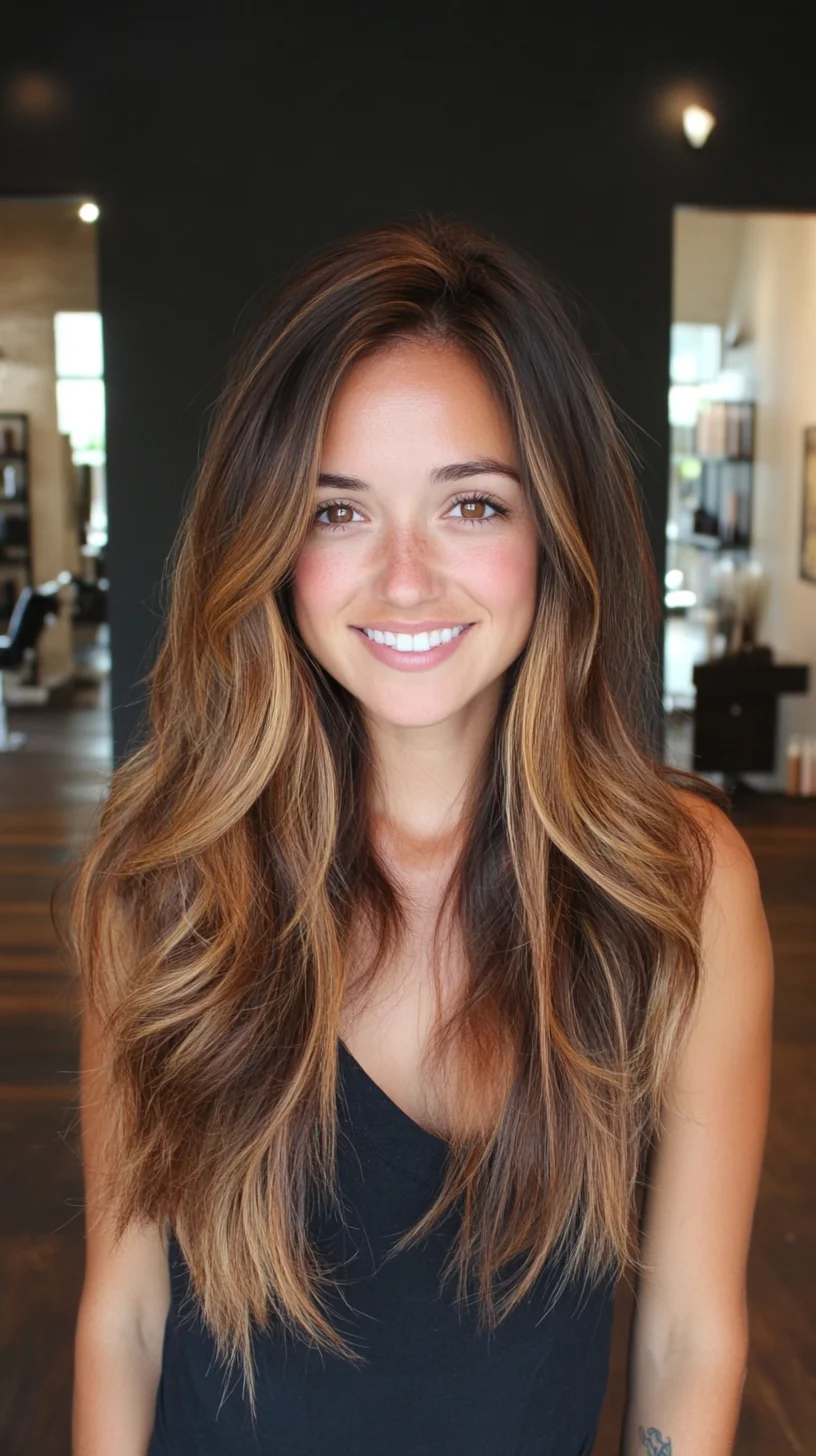 Effortlessly Glamorous Long Layers with Sun-Kissed Highlights