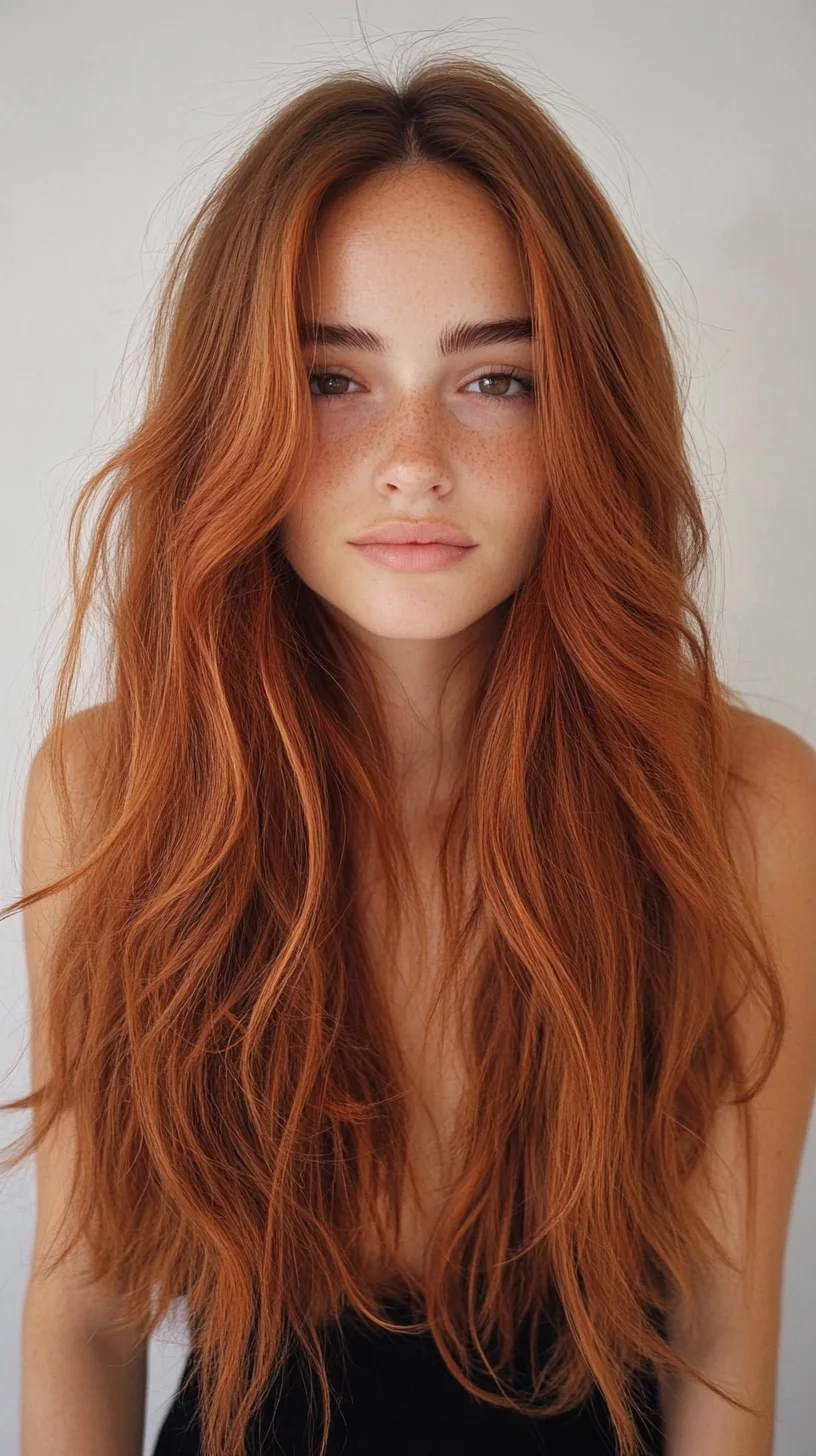 Effortlessly Glamorous: Luscious, Long Waves with Radiant Copper Hues